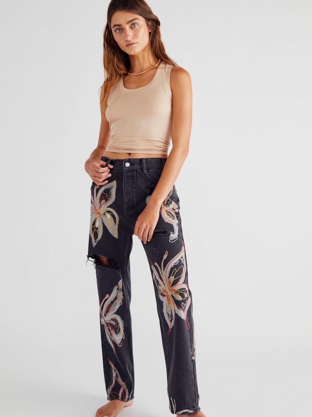 Free people You Are My Butterfly Boyfriend Jeans